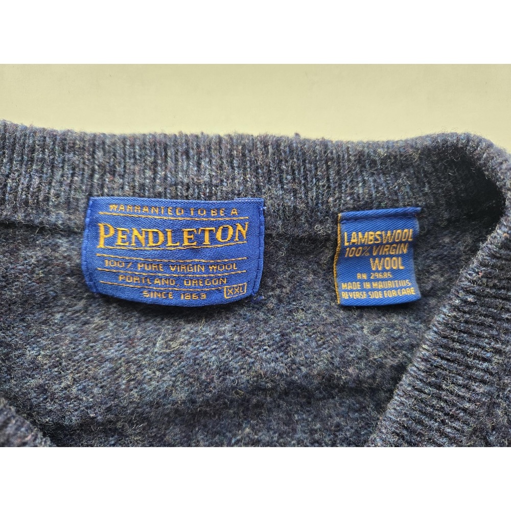 Small hole - Vtg Pendleton Lambswool Sweater Mens XXL Blue Gray Cozy Fall Winter - Picture 4 of 10